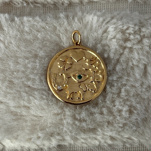 Lucky charm 14k - emerald evil eye 🧿 - Picture 2 of 4